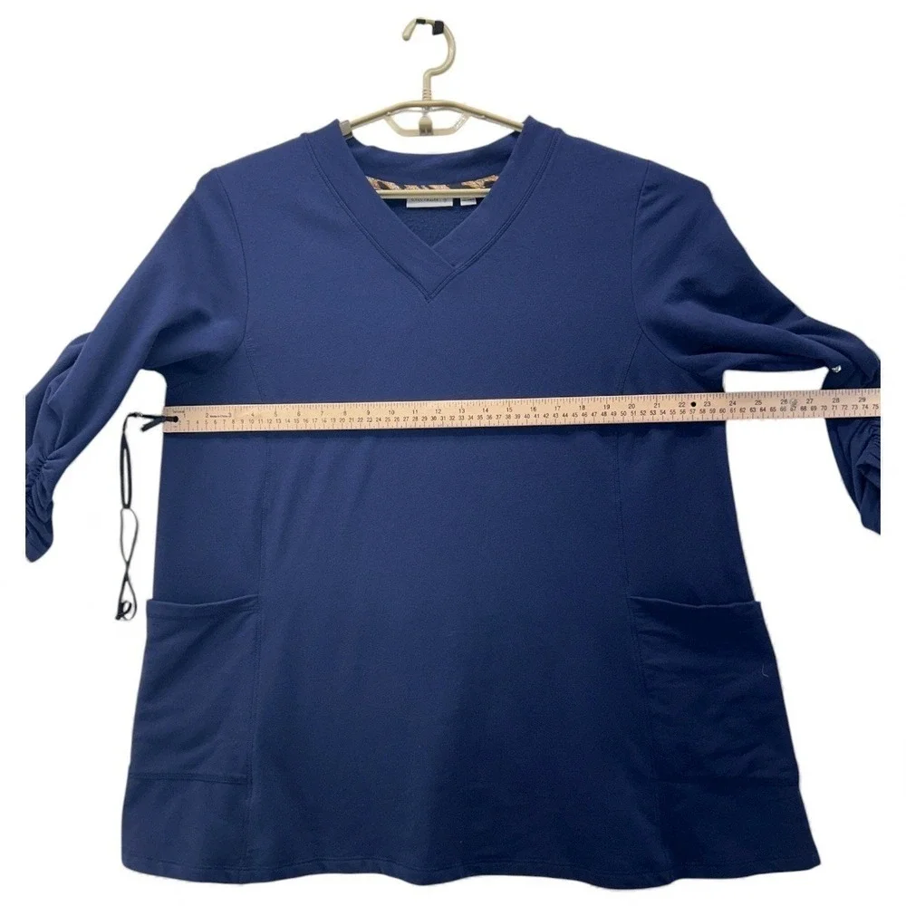 Susan Graver Tunic Sweater‎ 1x Fleece Navy Blue